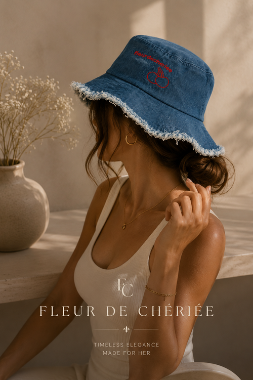 Distressed denim bucket hat